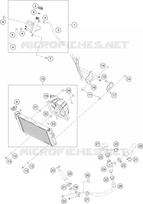 CIRCUIT DE REFROIDISSEMENT KTM MOTO 390 2015 RC  RC 390 WHITE ABS