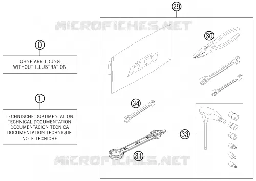 TROUSSE A OUTILS / MANUELS / OPTIONS KTM MOTO 300 2013 EXC  300 EXC SIX DAYS