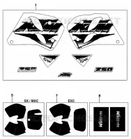 AUTOCOLLANTS pour KTM 300 EXC MARZOCCHI/OHLINS de 1996