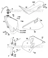 RESERVOIR / SELLE pour KTM 300 EXC MARZOCCHI/OHLINS de 1996