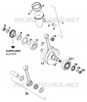 VILEBREQUIN / PISTON pour KTM 300 EXC MARZOCCHI/OHLINS de 1996