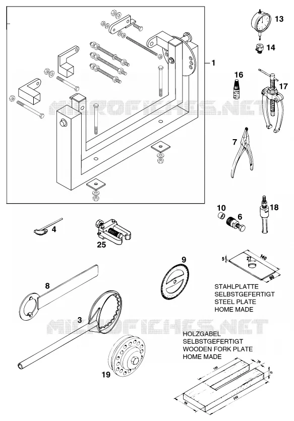 OUTILLAGE SPECIFIQUE (MOTEUR) KTM MOTO 300 1996 EXC  300 EXC MARZOCCHI/OHLINS