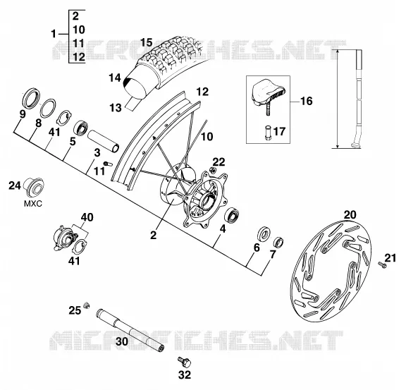 ROUE AVANT KTM MOTO 300 1997 EXC  300 EXC MARZOCCHI/OHLINS 13LT