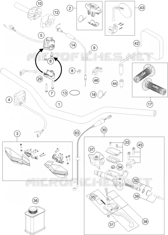 GUIDON / COMMANDES KTM MOTO 300 2016 EXC  300 EXC