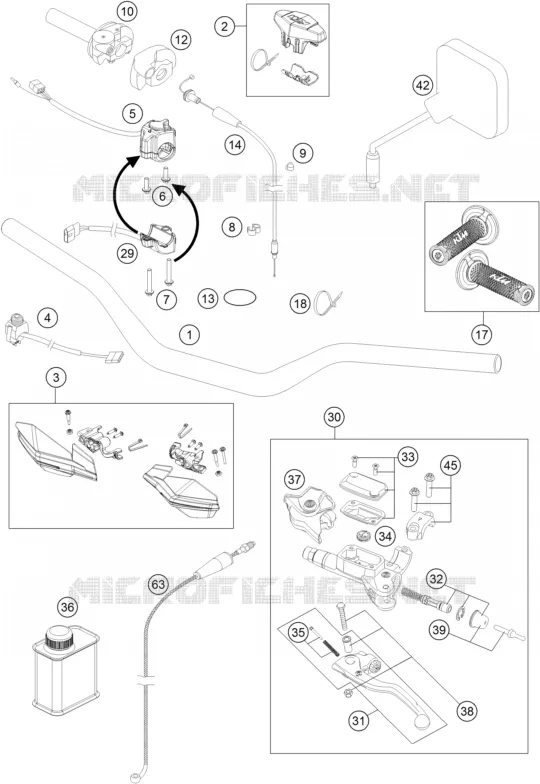 GUIDON / COMMANDES KTM MOTO 300 2016 EXC  300 EXC