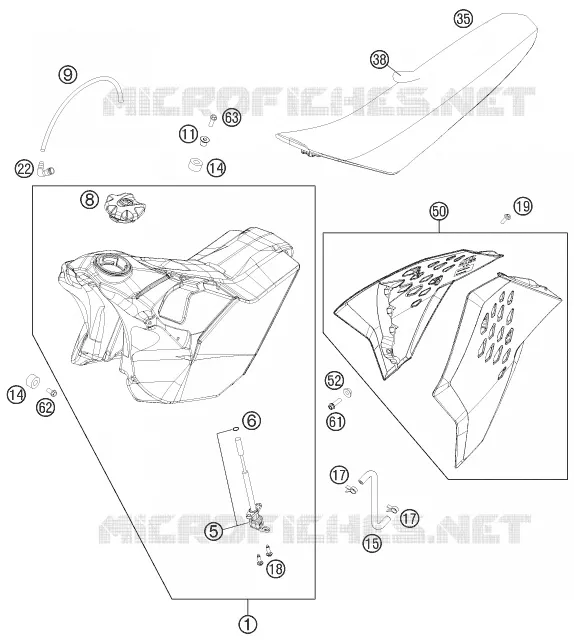 RESERVOIR / SELLE KTM MOTO 300 2011 EXC  300 EXC