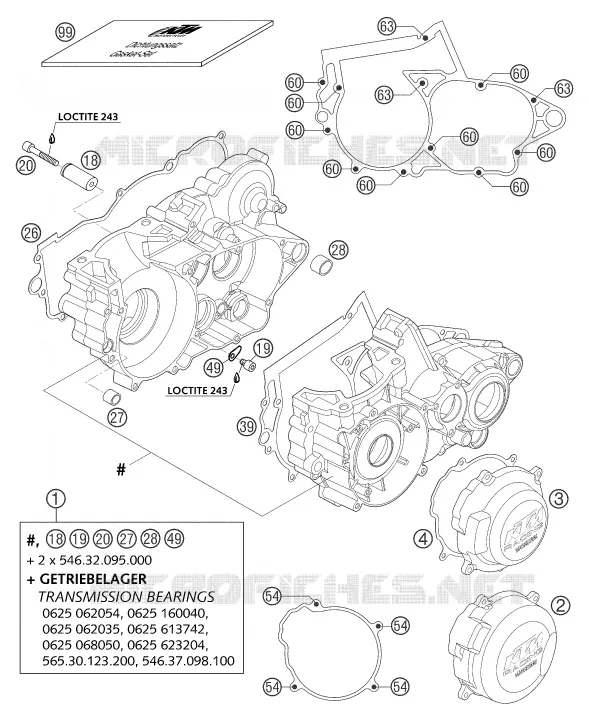 CARTER MOTEUR KTM MOTO 300 2004 EXC  300 EXC