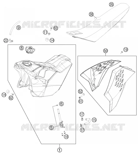 RESERVOIR / SELLE KTM MOTO 250 2011 EXC-F  250 EXC-F SIX DAYS