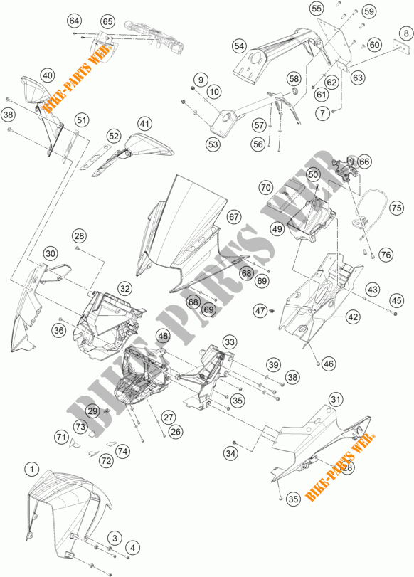 PLASTIQUES pour KTM RC 390 WHITE ABS de 2014