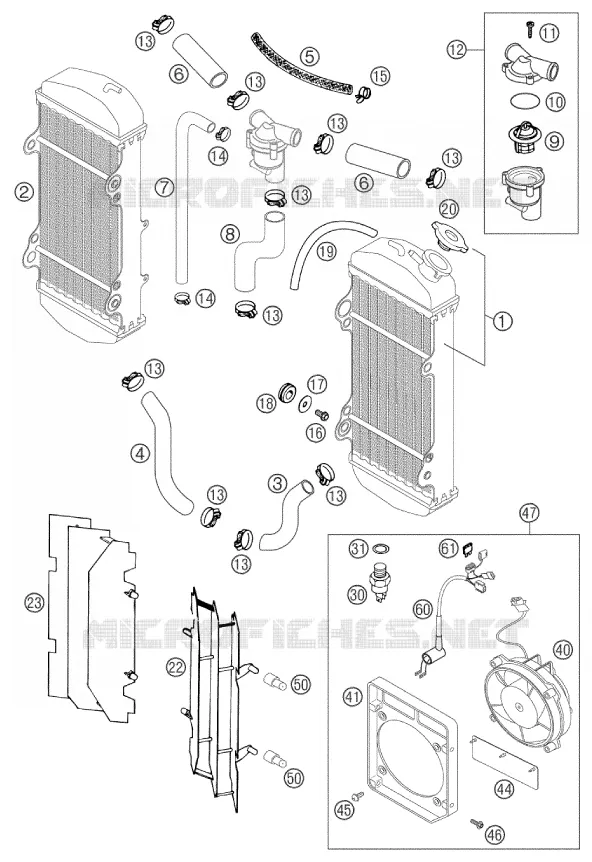 CIRCUIT DE REFROIDISSEMENT KTM MOTO 250 2003 EXC-F  250 EXC-F RACING