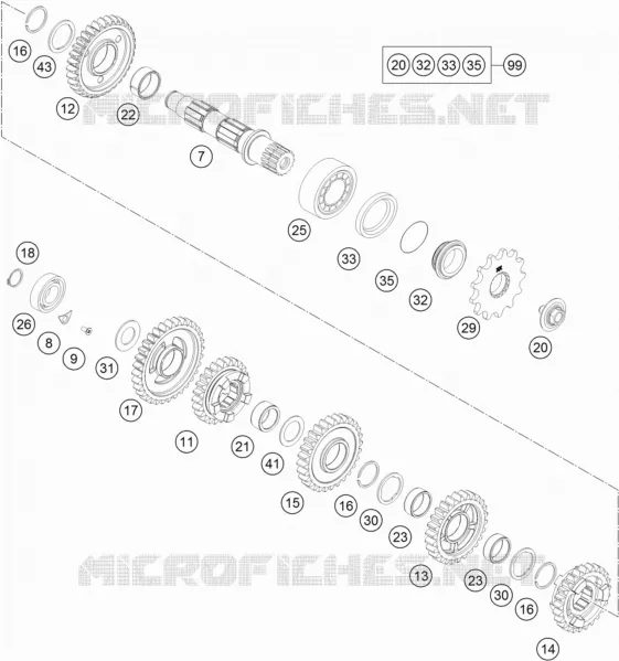 BOITE DE VITESSES - ARBRE SECONDAIRE KTM MOTO 250 2018 EXC-F  250 EXC-F