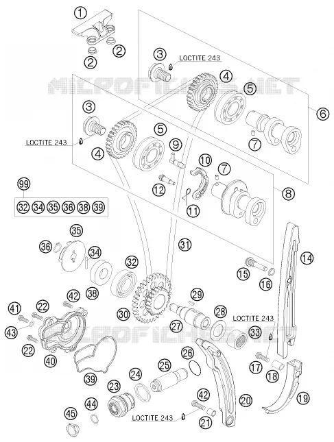 DISTRIBUTION KTM MOTO 250 2013 EXC-F  250 EXC-F