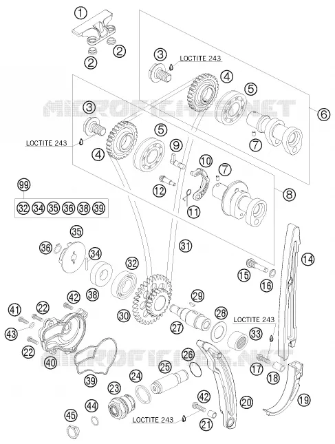 DISTRIBUTION KTM MOTO 250 2010 EXC-F  250 EXC-F