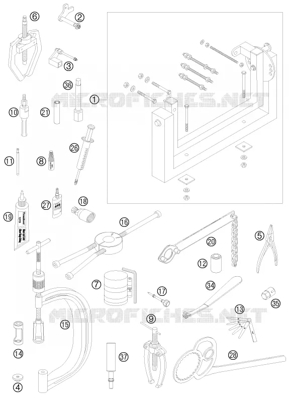 OUTILLAGE SPECIFIQUE (MOTEUR) KTM MOTO 250 2008 EXC-F  250 EXC-F