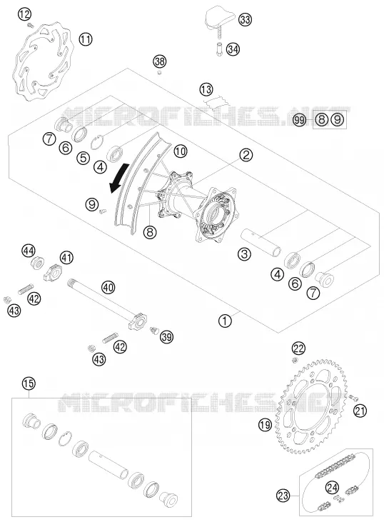 ROUE ARRIERE KTM MOTO 250 2008 EXC-F  250 EXC-F