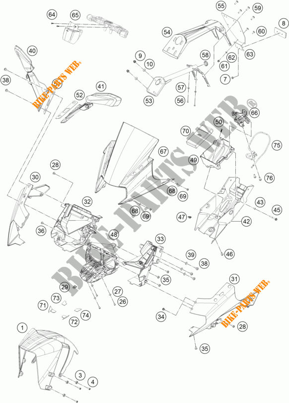 PLASTIQUES pour KTM RC 250 WHITE ABS de 2016