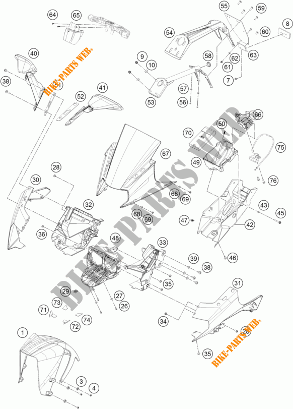 PLASTIQUES pour KTM RC 250 WHITE ABS de 2015