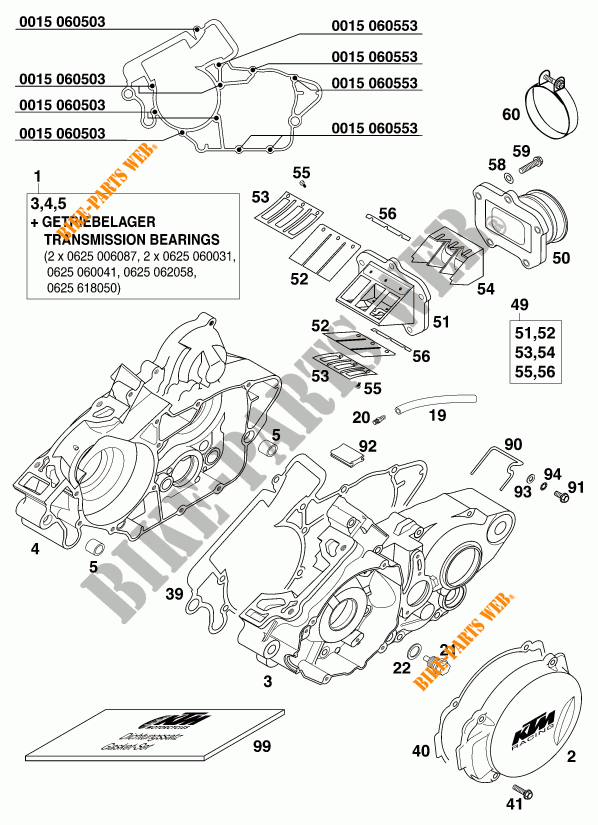 CARTER MOTEUR pour KTM 125 EXC de 1998