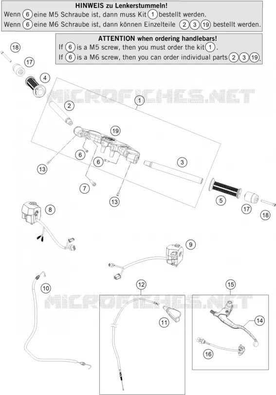 GUIDON / COMMANDES KTM MOTO 250 2015 RC  RC 250 WHITE ABS