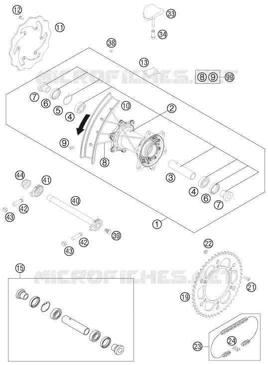 ROUE ARRIERE KTM MOTO 450 2014 EXC  450 EXC SIX DAYS
