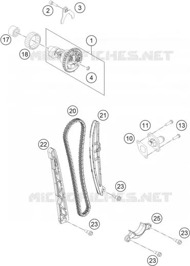 DISTRIBUTION KTM MOTO 450 2012 EXC  450 EXC SIX DAYS