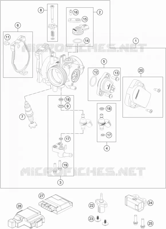 BOITIER PAPILLON INJECTION KTM MOTO 450 2017 EXC-F  450 EXC-F SIX DAYS