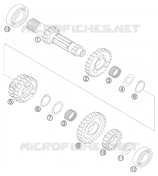 BOITE DE VITESSES - ARBRE PRIMAIRE KTM MOTO 450 2005 EXC  450 EXC RACING
