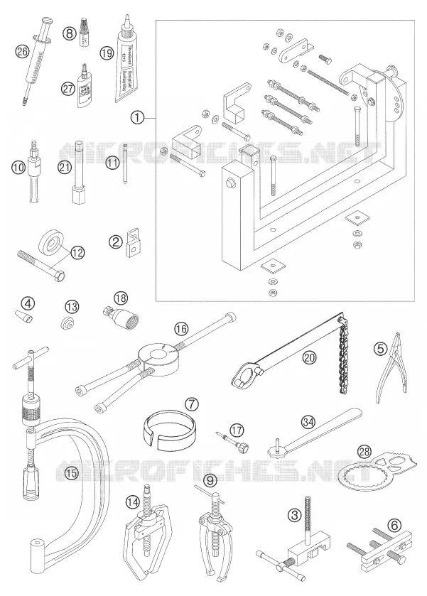 OUTILLAGE SPECIFIQUE (MOTEUR) KTM MOTO 450 2005 EXC  450 EXC RACING