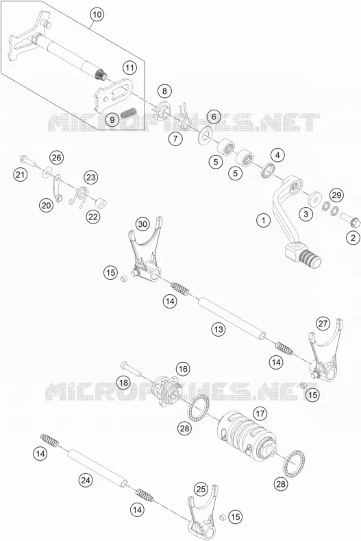 MECANISME DE SELECTION DE VITESSES KTM MOTO 450 2015 EXC  450 EXC