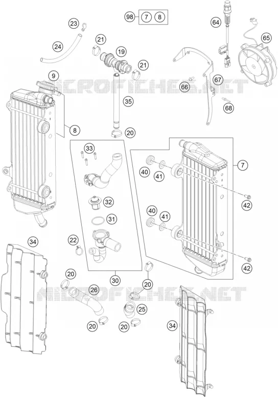 CIRCUIT DE REFROIDISSEMENT KTM MOTO 450 2014 EXC  450 EXC