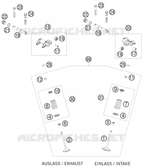 SOUPAPES KTM MOTO 450 2009 EXC  450 EXC