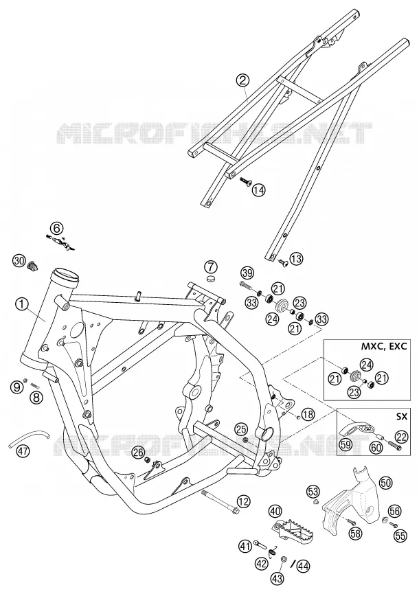CADRE KTM MOTO 400 2002 EXC  400 EXC RACING SIX DAYS