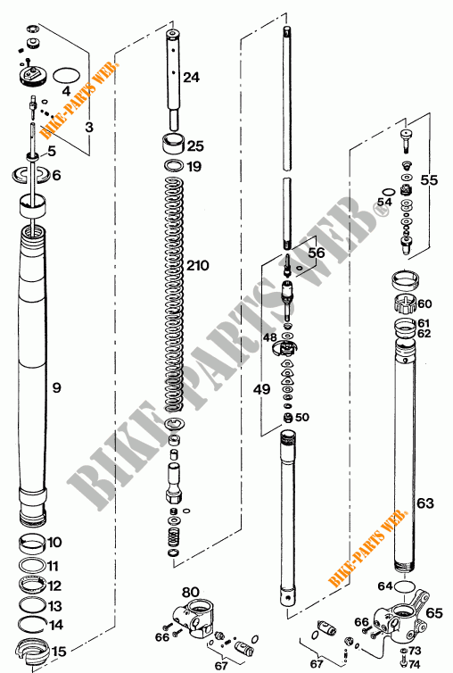 FOURCHE (PIECES) pour KTM 400 EXC WP de 1994