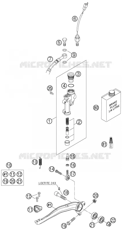 MAITRE CYLINDRE DE FREIN ARRIERE KTM MOTO 400 2005 EXC  400 EXC RACING