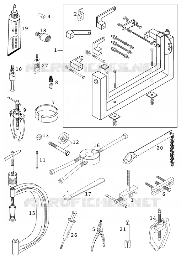 OUTILLAGE SPECIFIQUE (MOTEUR) KTM MOTO 400 2001 EXC  400 EXC RACING