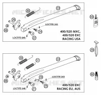 BEQUILLE LATERALE / CENTRALE pour KTM 400 EXC RACING de 2002