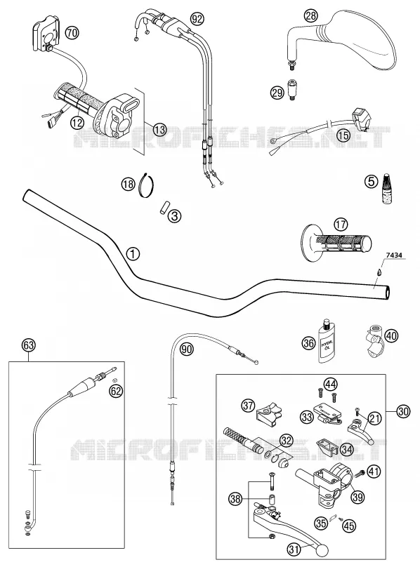 GUIDON / COMMANDES KTM MOTO 400 2002 EXC  400 EXC RACING