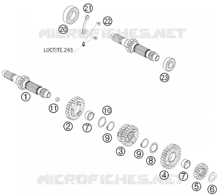 BOITE DE VITESSES - ARBRE PRIMAIRE KTM MOTO 400 2009 EXC  400 EXC