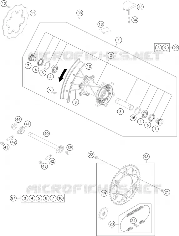 ROUE ARRIERE KTM MOTO 350 2018 EXC-F  350 EXC-F SIX DAYS
