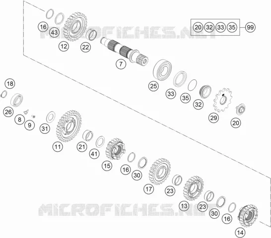 BOITE DE VITESSES - ARBRE SECONDAIRE KTM MOTO 350 2018 EXC-F  350 EXC-F