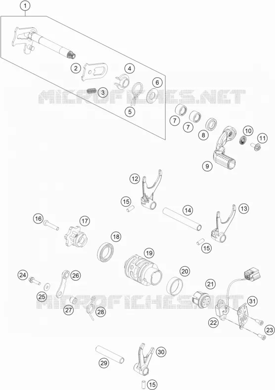 MECANISME DE SELECTION DE VITESSES KTM MOTO 350 2017 EXC-F  350 EXC-F