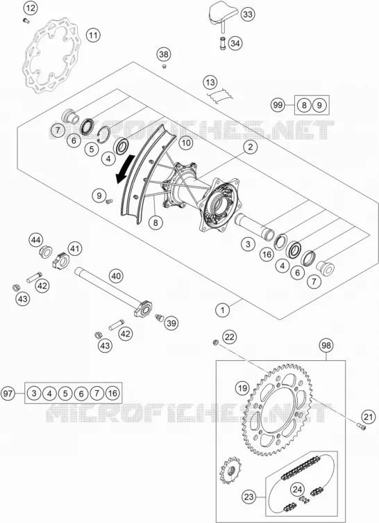 ROUE ARRIERE KTM MOTO 350 2017 EXC-F  350 EXC-F