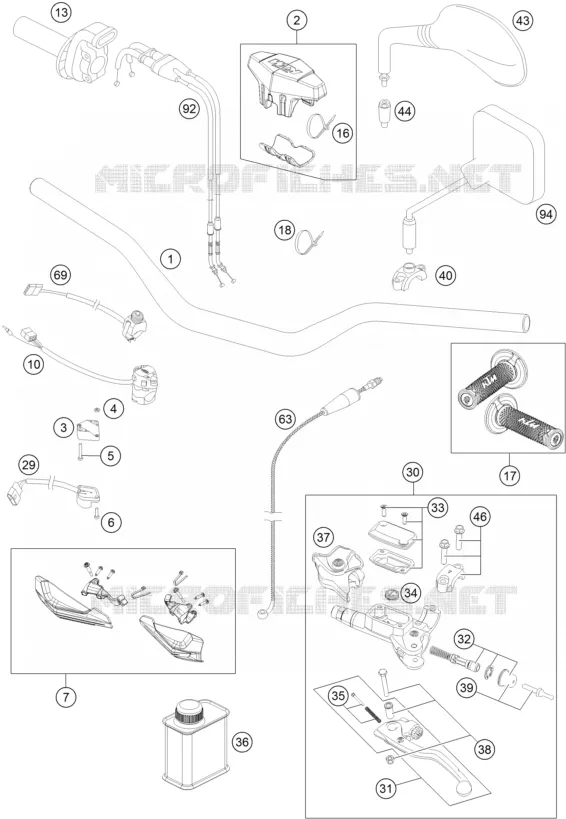 GUIDON / COMMANDES KTM MOTO 350 2015 EXC-F  350 EXC-F
