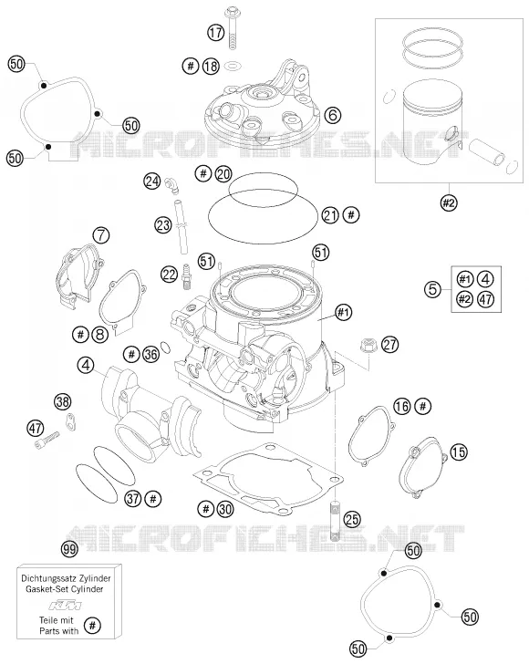 CYLINDRE / CULASSE KTM MOTO 250 2015 EXC  250 EXC FACTORY EDITION
