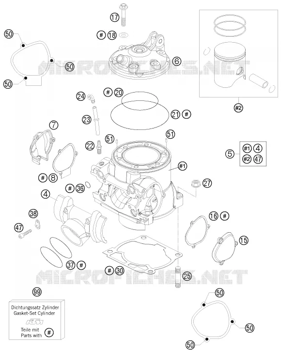CYLINDRE / CULASSE KTM MOTO 250 2015 EXC  250 EXC