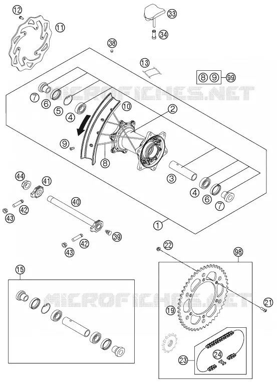 ROUE ARRIERE KTM MOTO 250 2014 EXC  250 EXC