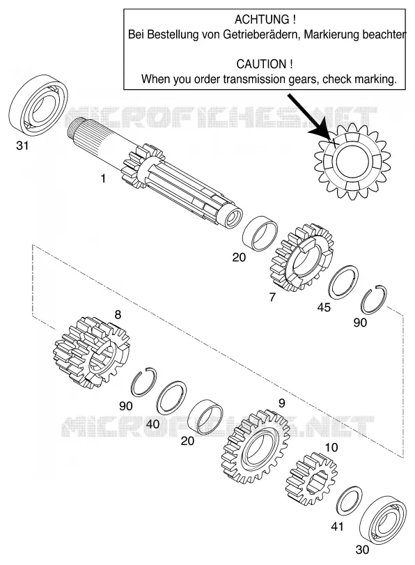BOITE DE VITESSES - ARBRE PRIMAIRE KTM MOTO 200 2001 EXC  200 EXC SGP