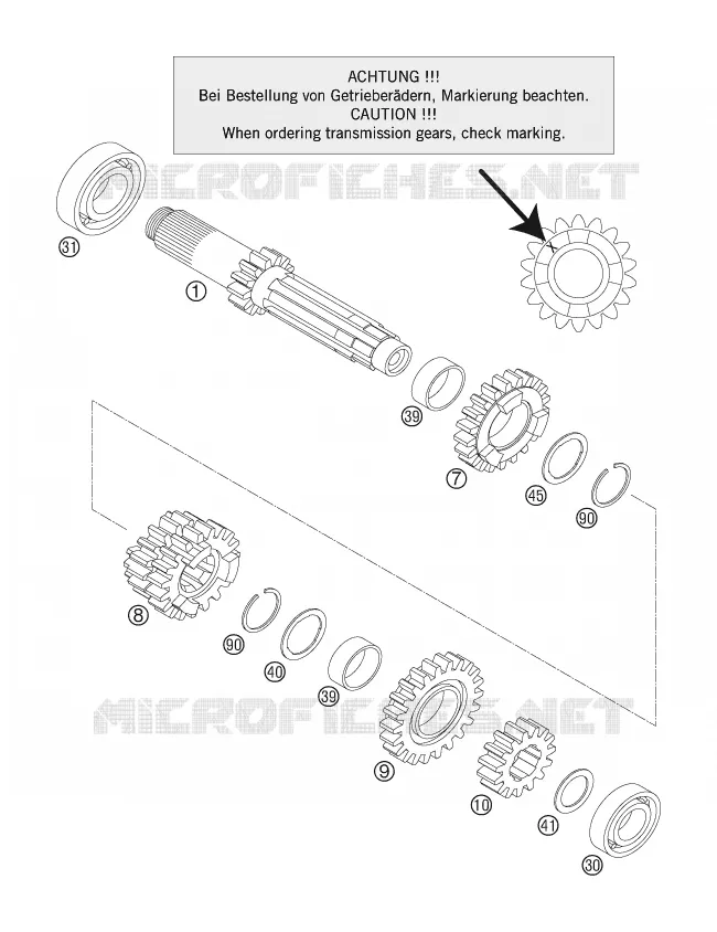 BOITE DE VITESSES - ARBRE PRIMAIRE KTM MOTO 200 2007 EXC  200 EXC