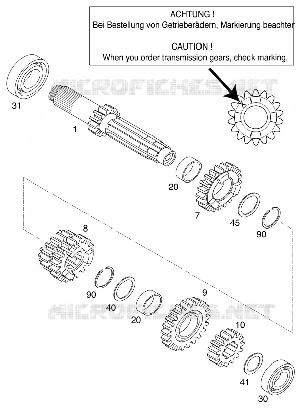 BOITE DE VITESSES - ARBRE PRIMAIRE KTM MOTO 200 1999 EXC  200 EXC