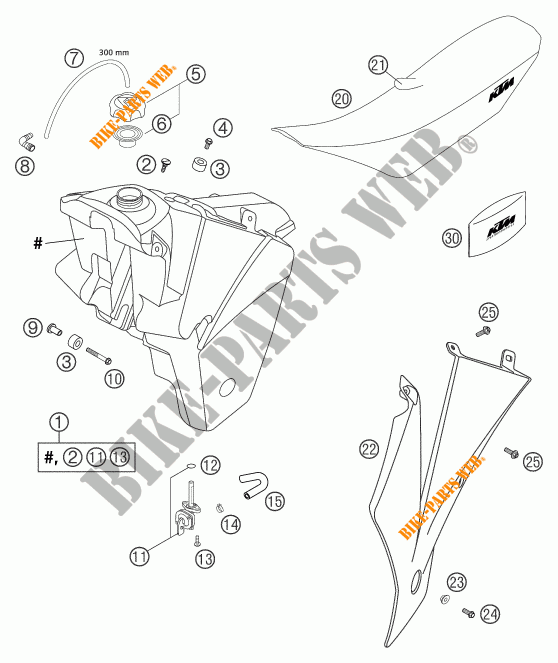 RESERVOIR / SELLE pour KTM 525 SX RACING de 2004
